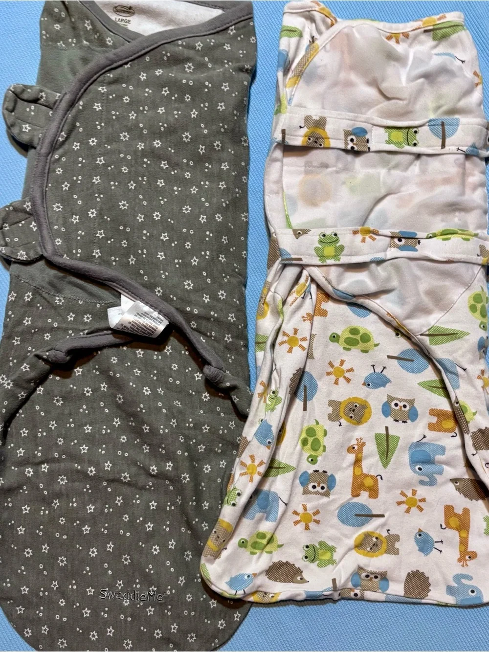 Baby Swaddle Set - Gray Star & Multi Animal Print